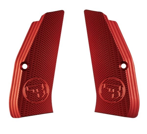 Red aluminium grips
